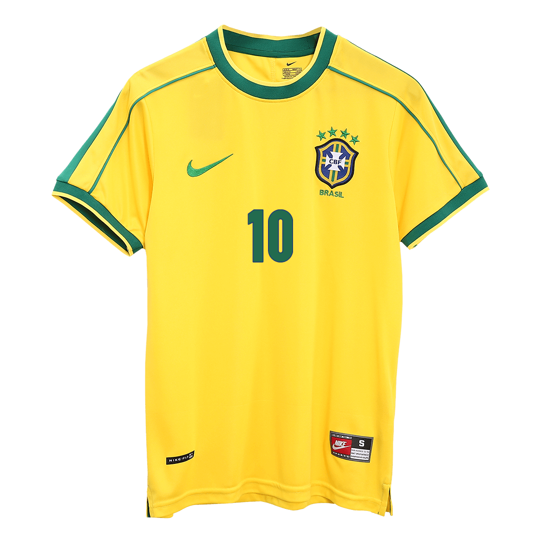 Retro RIVALDO #10 1998 Brazil Home Soccer Jersey - Image 2