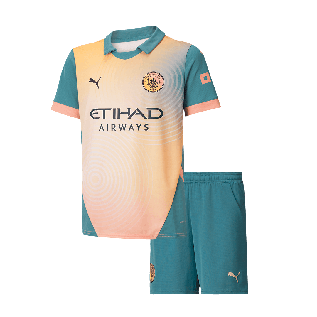 Kid's Manchester City Fourth Away Soccer Jersey Kit(Jersey+Shorts) 2024/25