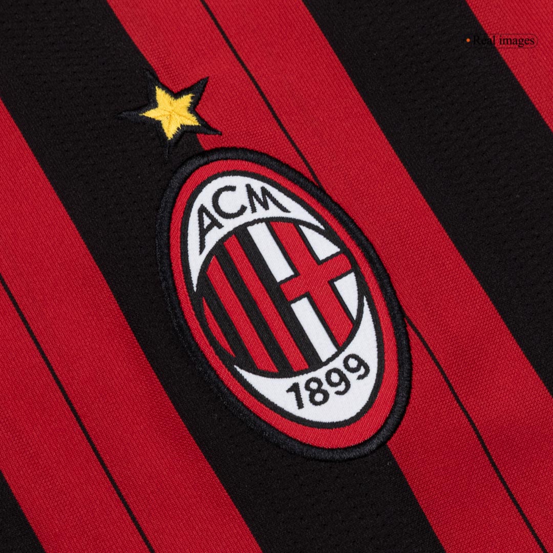 Retro 2013/14 AC Milan Home Long Sleeve Soccer Jersey - Image 4