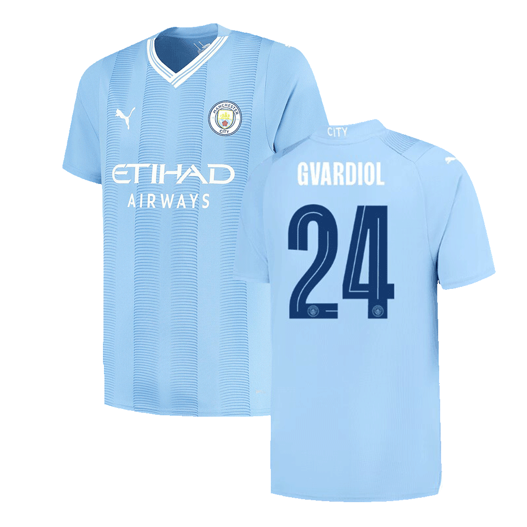 GVARDIOL #24 Manchester City Home Soccer Jersey 2023/24 -UCL