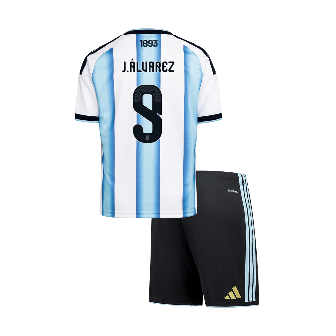 Kid's J.ÁLVAREZ #9 Argentina Home Soccer Jersey Kit(Jersey+Shorts) 2026