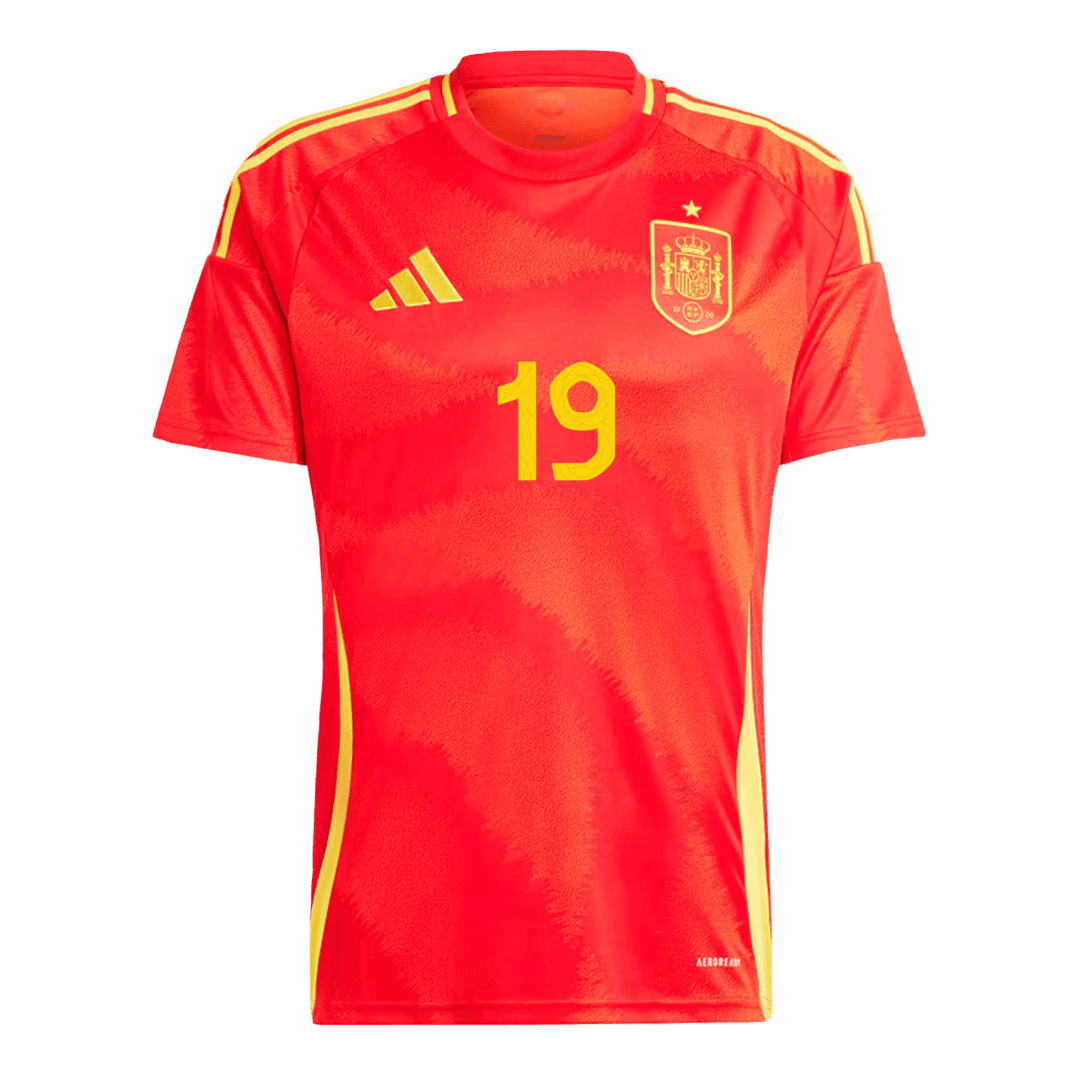 LAMINE YAMAL #19 Spain Home Soccer Jersey Euro 2024 - Image 2