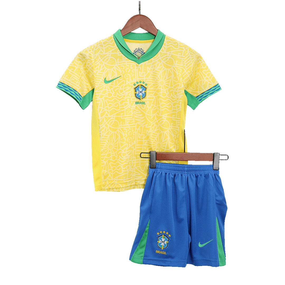 Kid's Brazil Home Soccer Jersey Kit(Jersey+Shorts) Copa America 2024 - Image 3