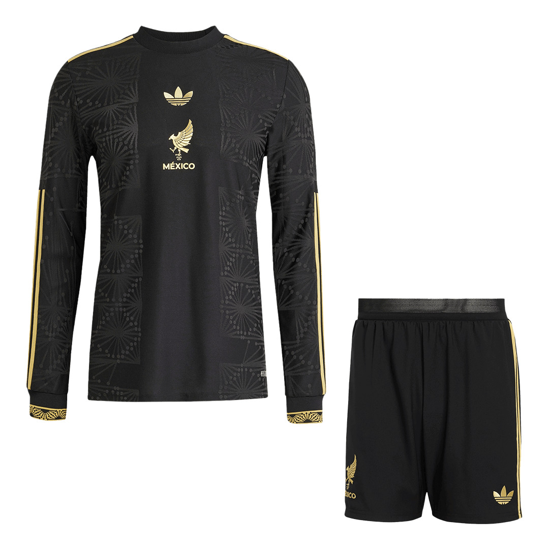 Authentic Mexico Third Away Long Sleeve Soccer Jersey Kit(Jersey+Shorts) 2025 - Gold Cup