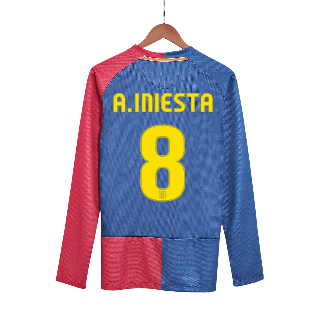 Retro A.INIESTA #8 2008/09 Barcelona Home Long Sleeve Soccer Jersey
