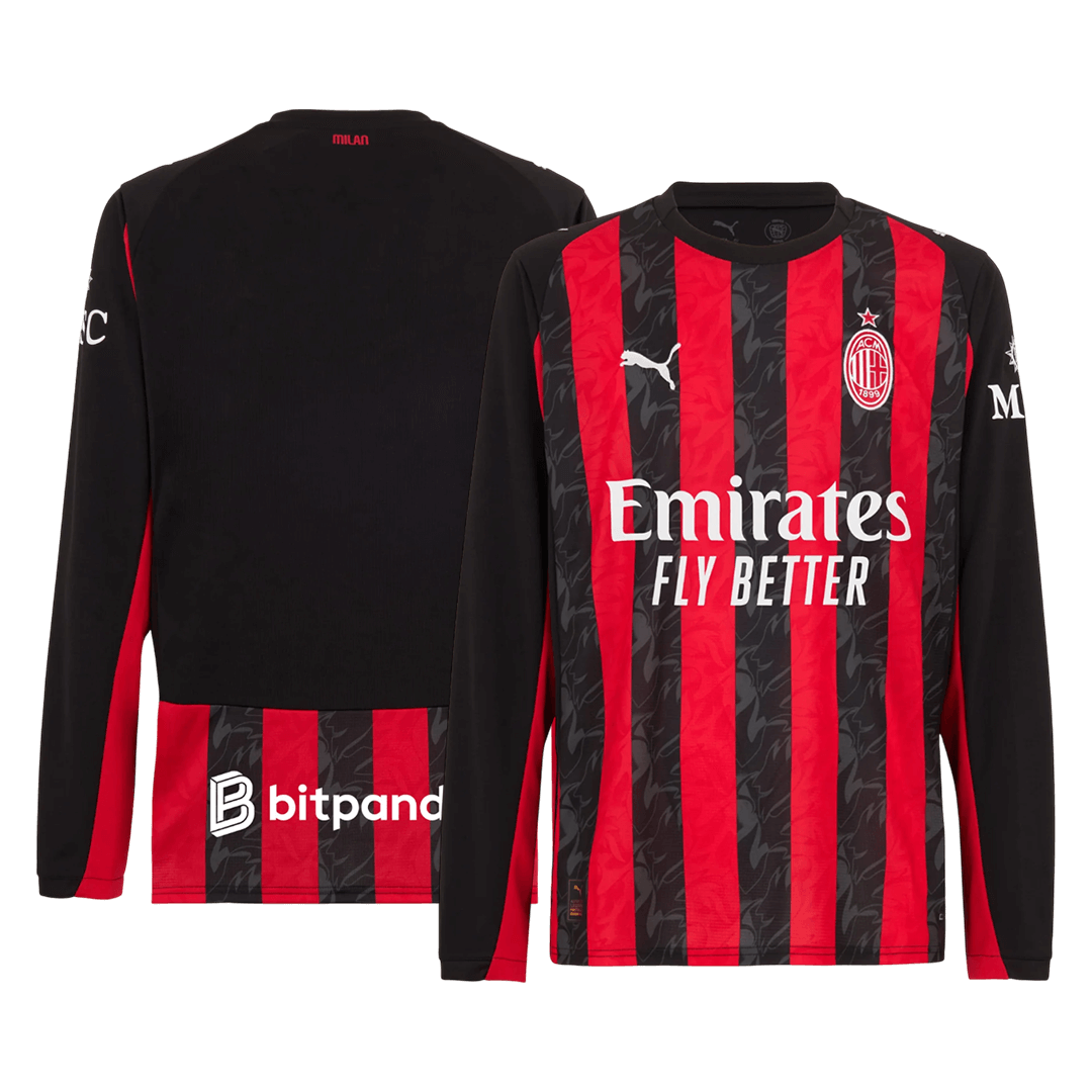 AC Milan Home Long Sleeve Soccer Jersey 2025/26 - Image 3